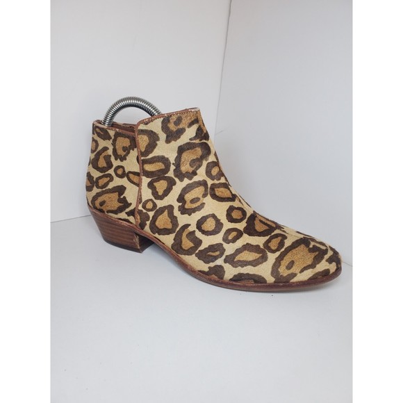 Sam Edelman Petty Cheatah Print Cow Hide Womwns Booties Sz 6.5 *FLAW - Picture 1 of 14